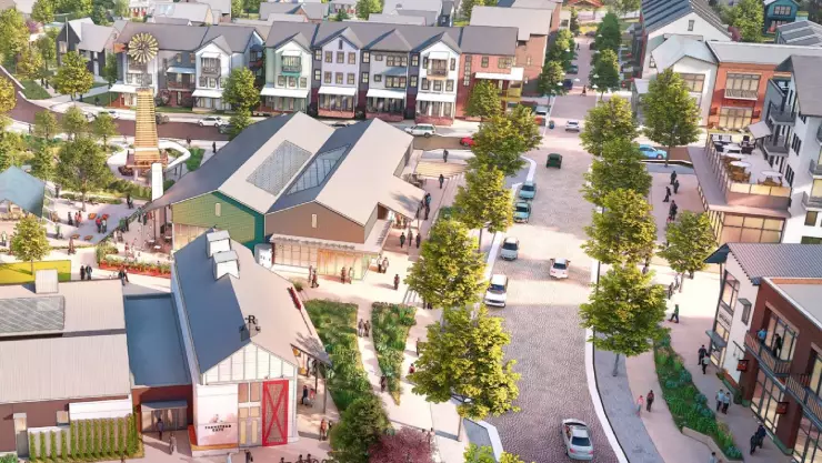 Una representación digital del nuevo vecindario llamado Westrow que planea realizar Crescent Communities