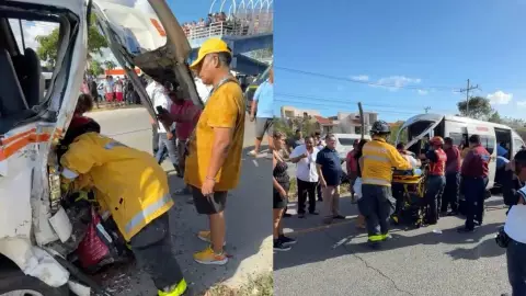 ¡Brutal accidente HOY! Choque entre camioneta y van en la carretera 307, deja una persona lesionada y otras heridas