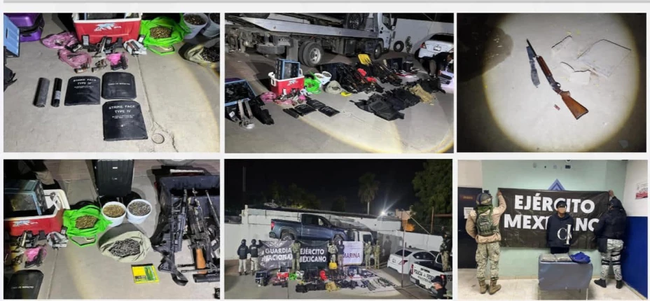 Encuentran arsenal con lanzallamas y granadas en Navojoa, Sonora (FOTOS)