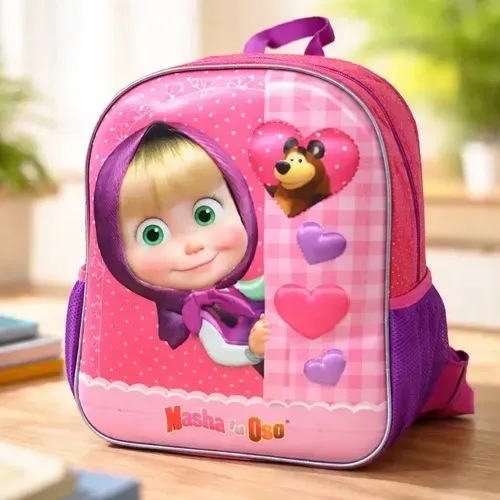 Mochila con panel frontal rígido en relieve 3D