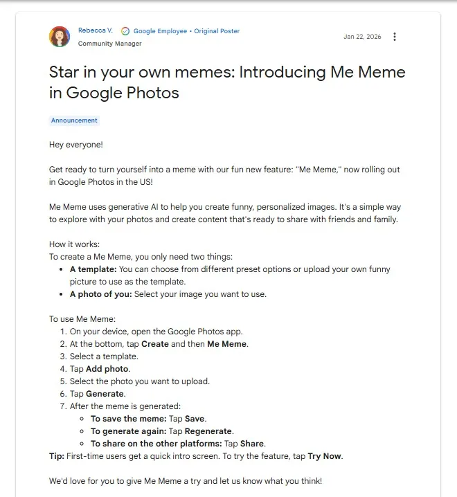 Google presenta “Me Meme”, su nueva función para crear memes con IA