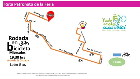 Esta es la ruta de la rodada nocturna hoy miércoles 25 de septiembre en León, Guanajuato