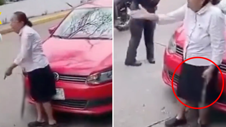 Abuelita defiende su placa y se vuelve viral en Chiapas