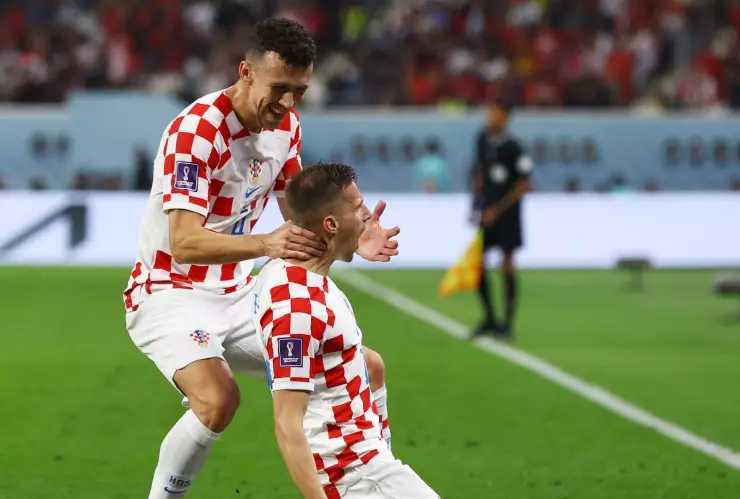 Celebración de Orsic con su gol ante Marruecos