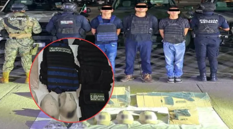 Detienen a 3 presuntos extorsionadores en Tabasco; usaban chalecos del Ejército