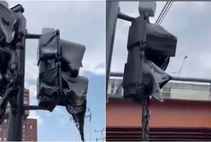 VIDEO_ Captan semáforo derretido en Nuevo León, ¿fue culpa del calor