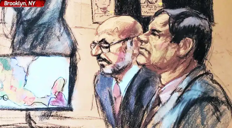 Estas dos personas hacen los dibujos del Chapo en la corte