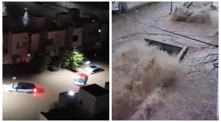 Caos por inundaciones en Querétaro: Se desborda represa tras tromba; hay varios fraccionamientos bajo el agua