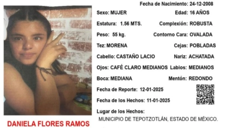 ALERTA AMBER: Daniela Flores Ramos desapareció en el Edomex; la buscan con urgencia