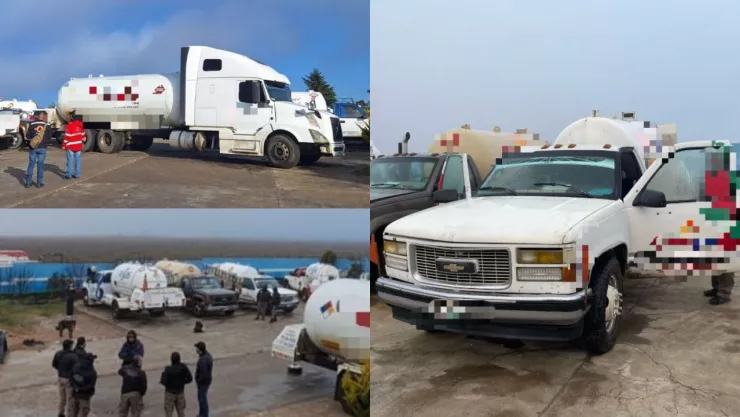 Pipas aseguradas en cateo en Hidalgo.