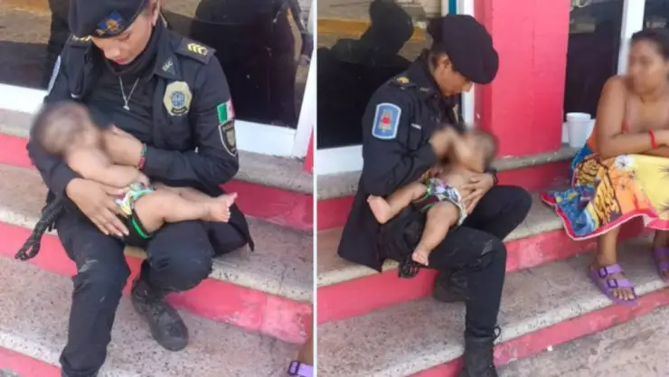 mujer policia amamanta bebe guerrero dias sin comer