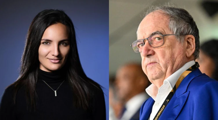 Sonia Souid y el presidente de la Federación Francesa de Futbol, Noël Le Graët