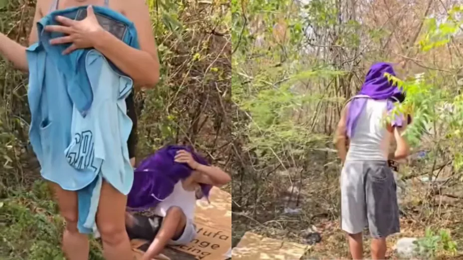 VIDEO | Hombre encuentra a su esposa en paños menores con su mejor amigo en pleno monte