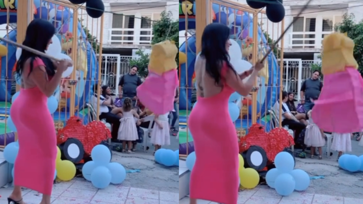 Madrina de piñata se hace viral en TikTok