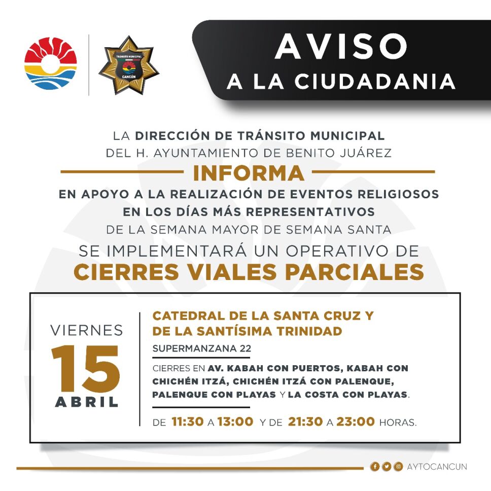 Cierres viales 15 de abril