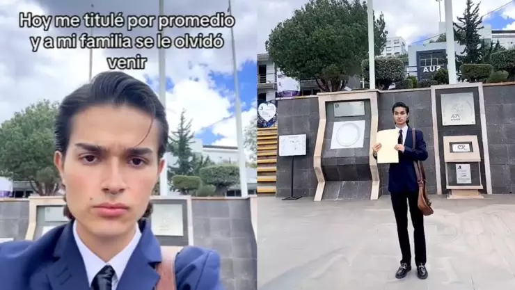 “Se les olvidó venir”: Joven se titula con el mejor promedio; su familia lo deja plantado