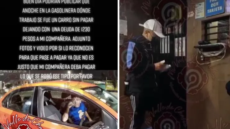 sujeto llena su tanque en gasolinera de chalco edomex y se va sin pagar pero regresa a los dos días a pagar su deuda.jpg