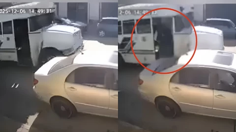 chofer empuja a estudiante camión los cabos BCS