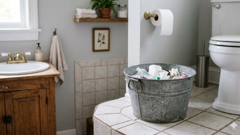 4 ideas para reemplazar el bote de basura de tu baño por opciones rústicas
