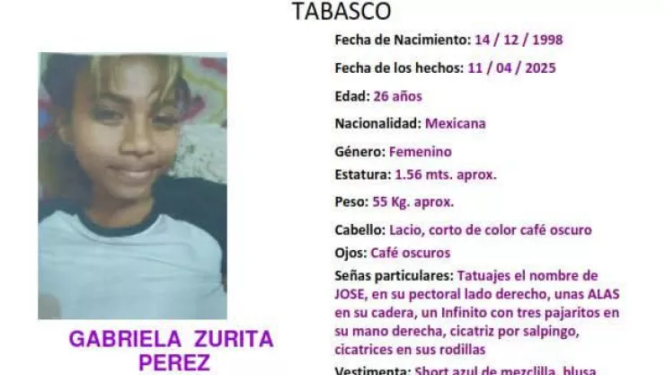 ¿Qué le pasó a Gabriela Zurita Pérez? Fue reportada como desaparecida en Centro, Tabasco