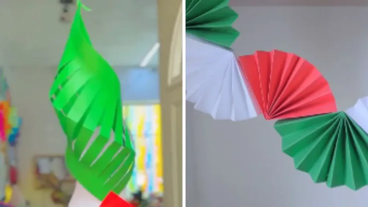 Cómo hacer una guirnalda de abanico tricolor para decorar en el Grito de Independencia