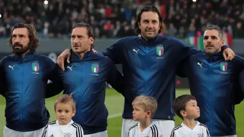 Luca Toni, Francesco Totti, Andrea Pirlo y Simone Perrota