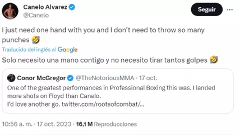 “Solo necesito una mano”_ Canelo Álvarez se burla de Conor McGregor