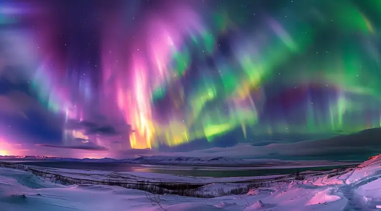 las luces danzantes iluminan los cielos de colores vibrantes