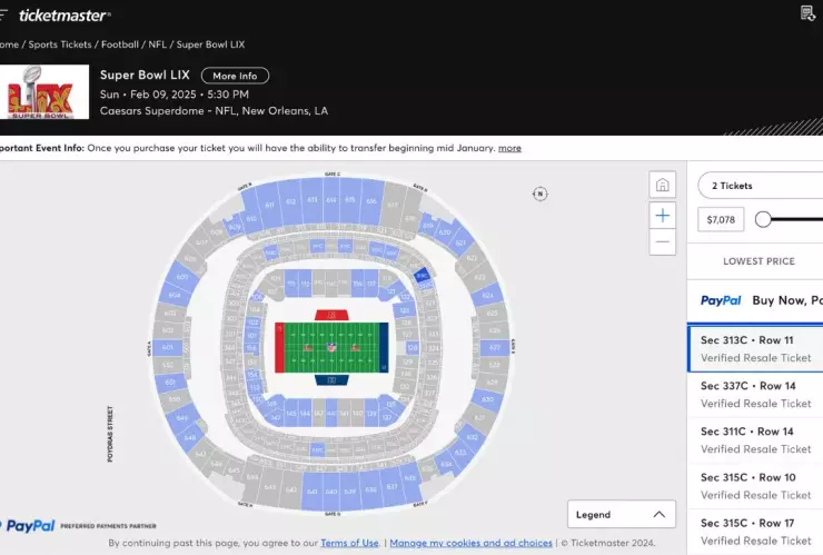 Precios oficiales del Super Bowl LIX