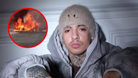 Reportan incendio de presunta camioneta de Natanael Cano mientras visitaba a Gabito Ballesteros