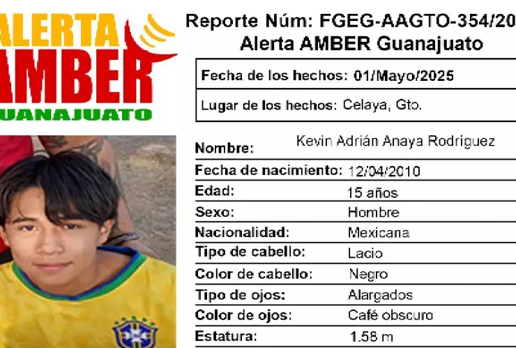 ¿Has visto a Kevin Adrián? Alerta por adolescente desaparecido en Guanajuato