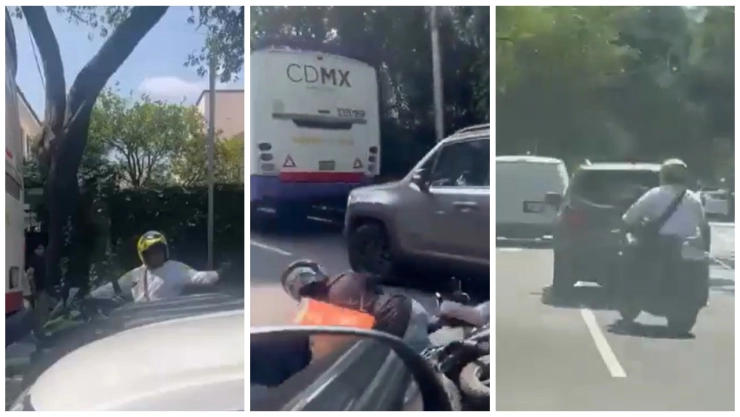 Un repartidor en CDMX fue aventado por una conductora.