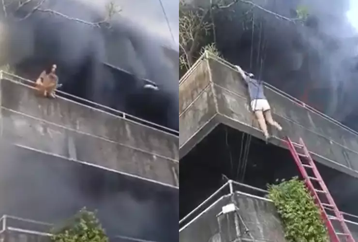 mujer saltando de edificio