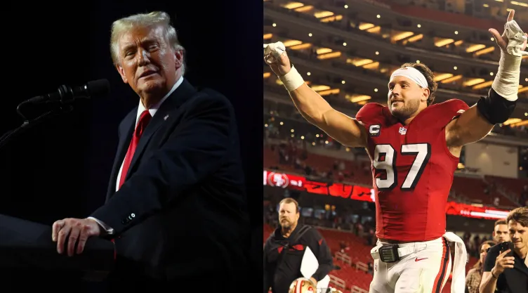 Donald Trump, presidente de EUA y Nick Bosa, jugador de 49ers.