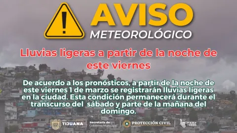 Lluvias en Tijuana por la noche del 1 de marzo