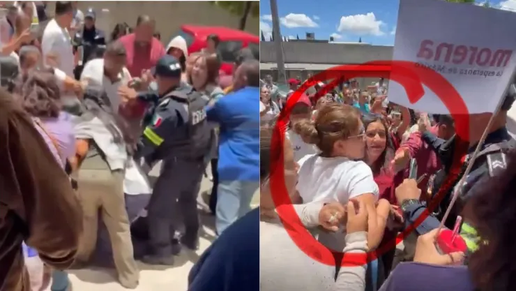 Hermana de senadora Mariela Gutiérrez termina a golpes en asamblea de Morena.