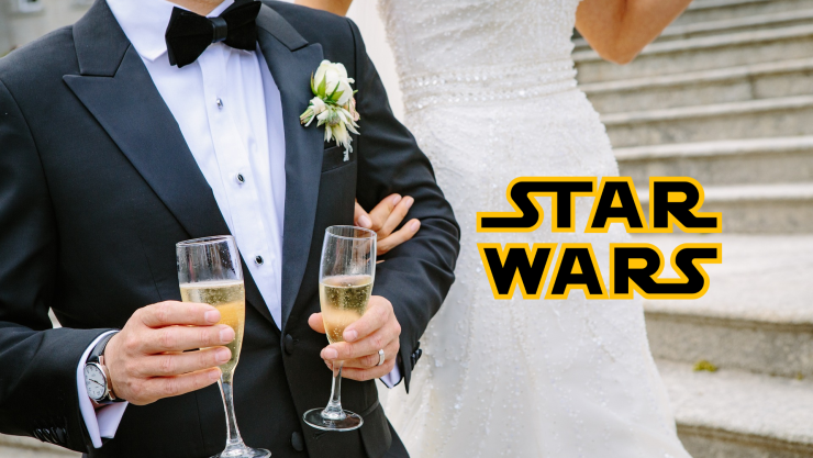 ¡Que la fuerza los una! Novios protagonizan épica batalla nupcial al estilo de Star Wars
