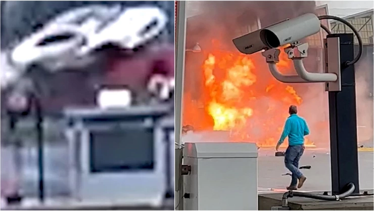 AUto volador provoca explosión en puente de Canadá y EU