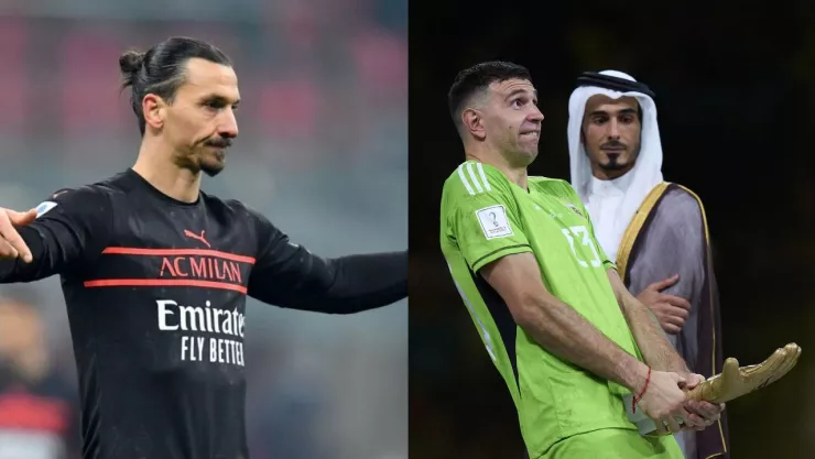 Zlatan Ibrahimovic y Emiliano Dibu Martínez