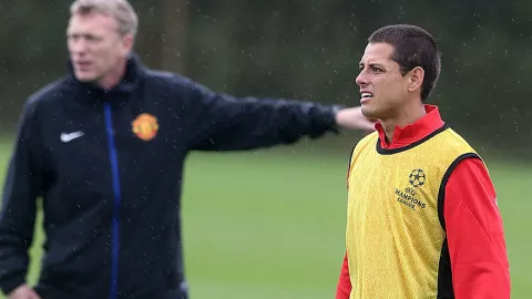 Moyes y Chicharito Hernández