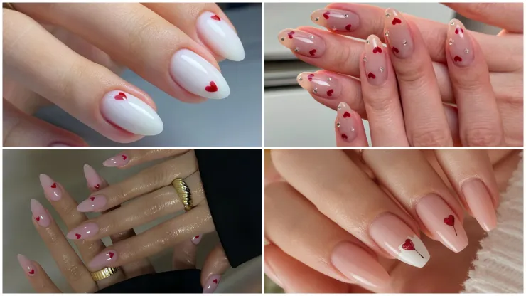 Corazones pequeños - diseños de uñas aesthetic para San Valentín 2026