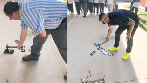 Maestros destruyen y queman celulares de alumnos en Durango