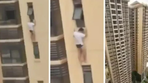 Se cuelga del piso 26 para evitar ser descubierto como amante