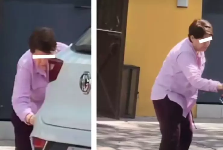 Mujer raya camioneta porque tapaba su entrada