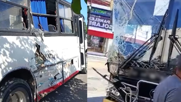 Brutal choque entre camiones de pasajeros en Veracruz