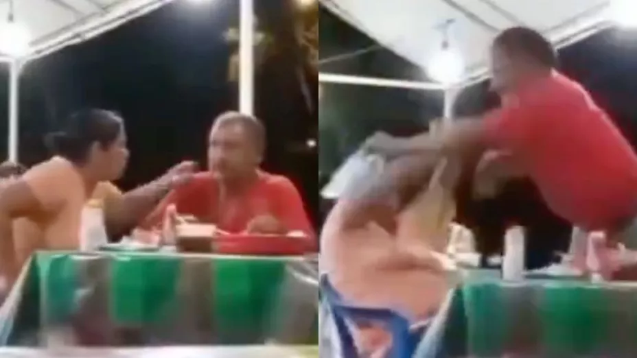 Hombre golpea y tira el plato de su pareja tras discusión en un puesto de comida
