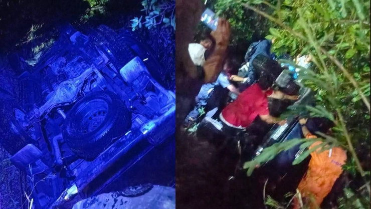 5 personas resultan HERIDAS tras volcadura de camioneta; un rayo la provocó