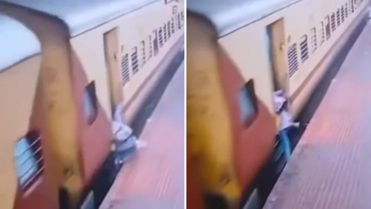 Mujer sufre brutal accidente al intentar subir a un tren.jpg