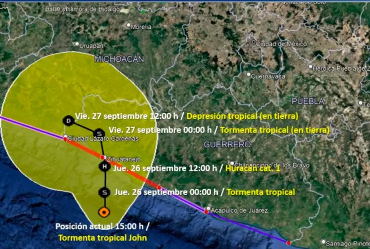 Huracán John categoría 1