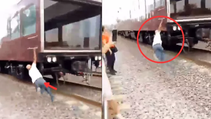 HOMBRE ES ARRASTRADO POR LOCOMOTORA